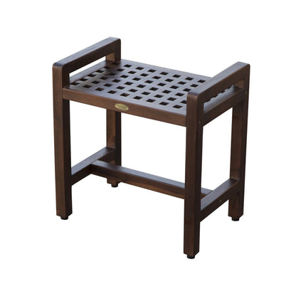DecoTeak Espalier 20" Woodland Brown Teak Wood Shower Bench With LiftAide Arms