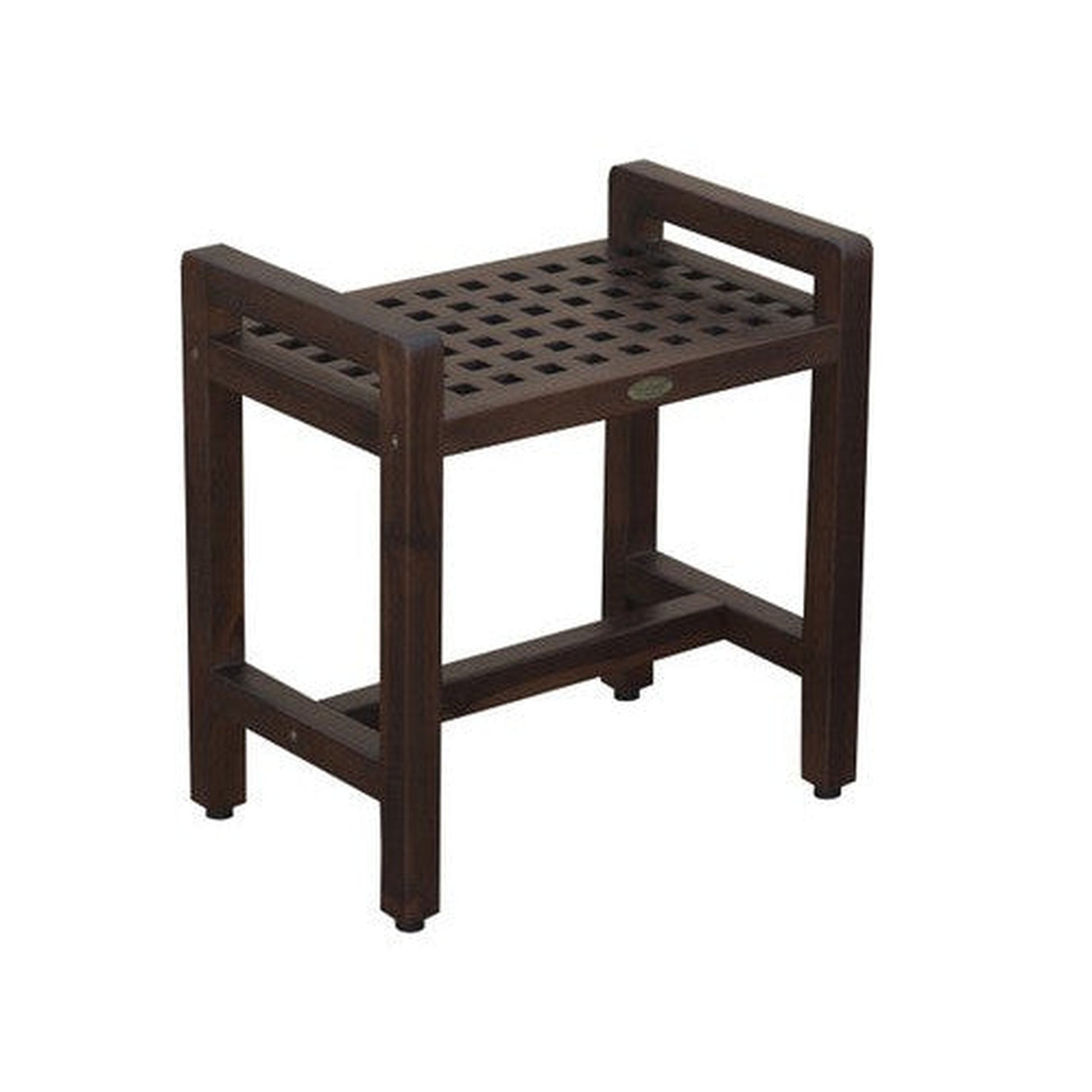 DecoTeak Espalier 20" Woodland Brown Teak Wood Shower Bench With LiftAide Arms