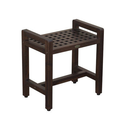 DecoTeak Espalier 20" Woodland Brown Teak Wood Shower Bench With LiftAide Arms