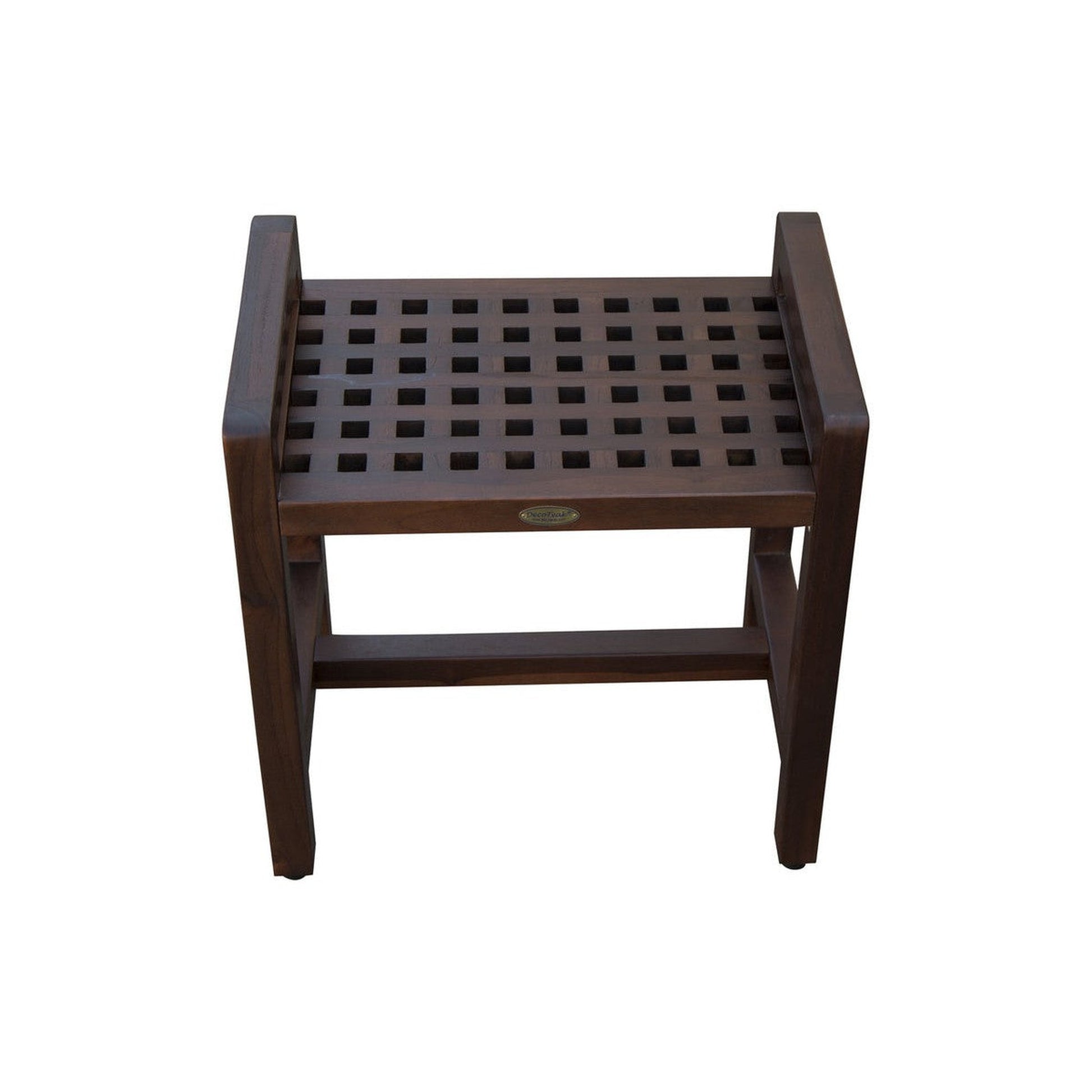 DecoTeak Espalier 20" Woodland Brown Teak Wood Shower Bench With LiftAide Arms
