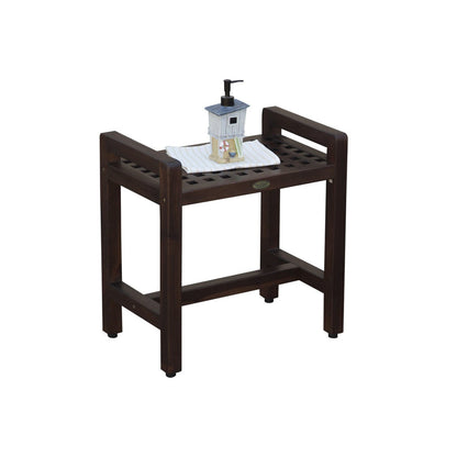 DecoTeak Espalier 20" Woodland Brown Teak Wood Shower Bench With LiftAide Arms