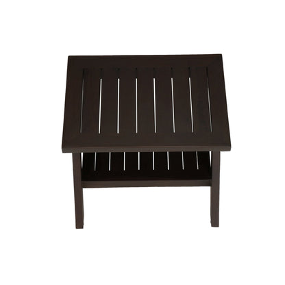 DecoTeak Obliquity 18" Woodland Brown Teak Wood Shower Bench With Shelf