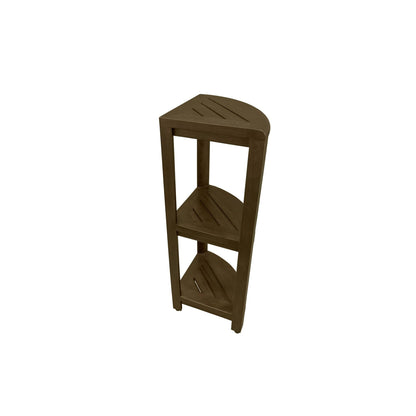 DecoTeak SnazzyCorner 32" Woodland Brown 3-Tier Solid Teak Wood Corner Shelf