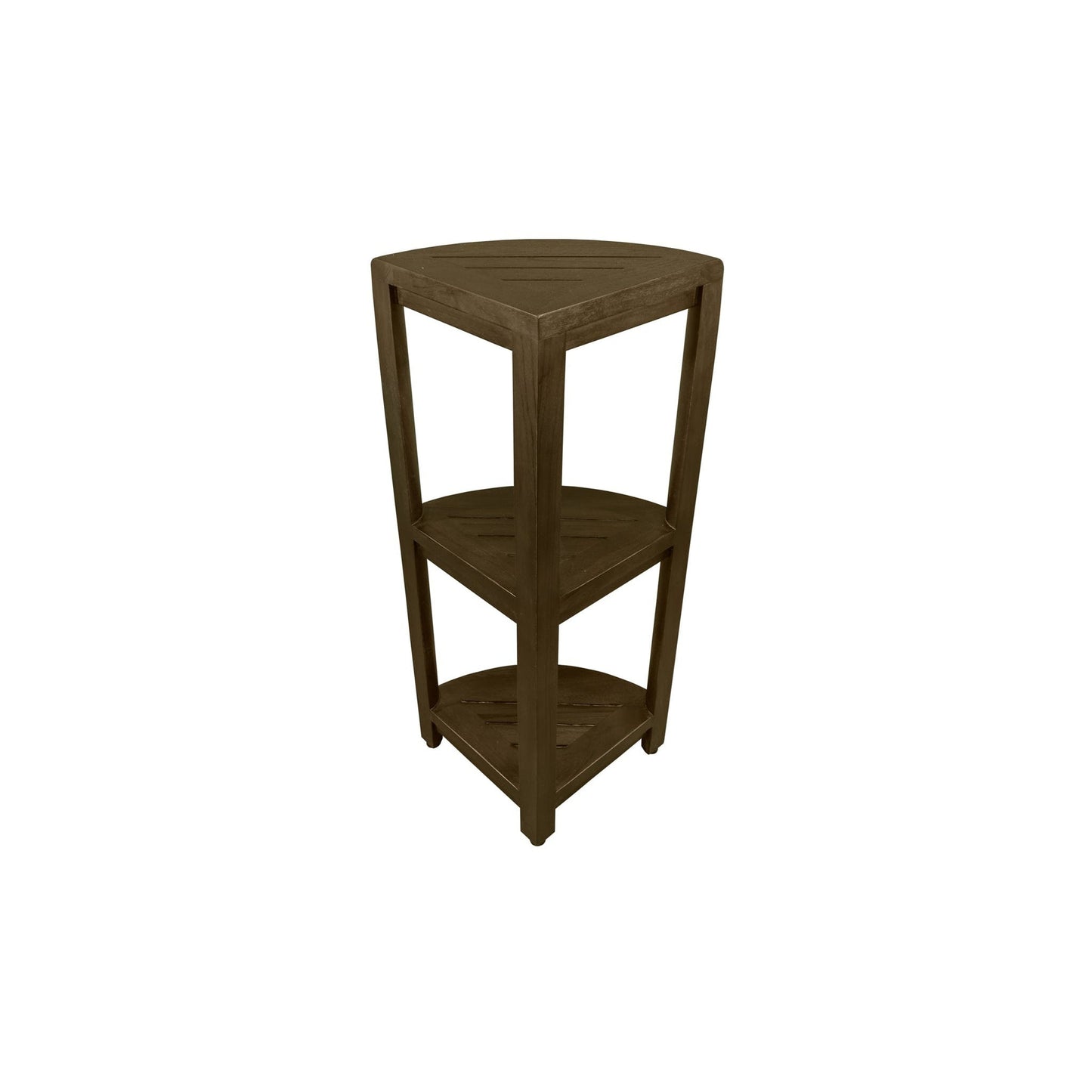 DecoTeak SnazzyCorner 32" Woodland Brown 3-Tier Solid Teak Wood Corner Shelf