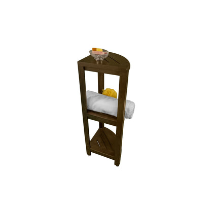 DecoTeak SnazzyCorner 32" Woodland Brown 3-Tier Solid Teak Wood Corner Shelf