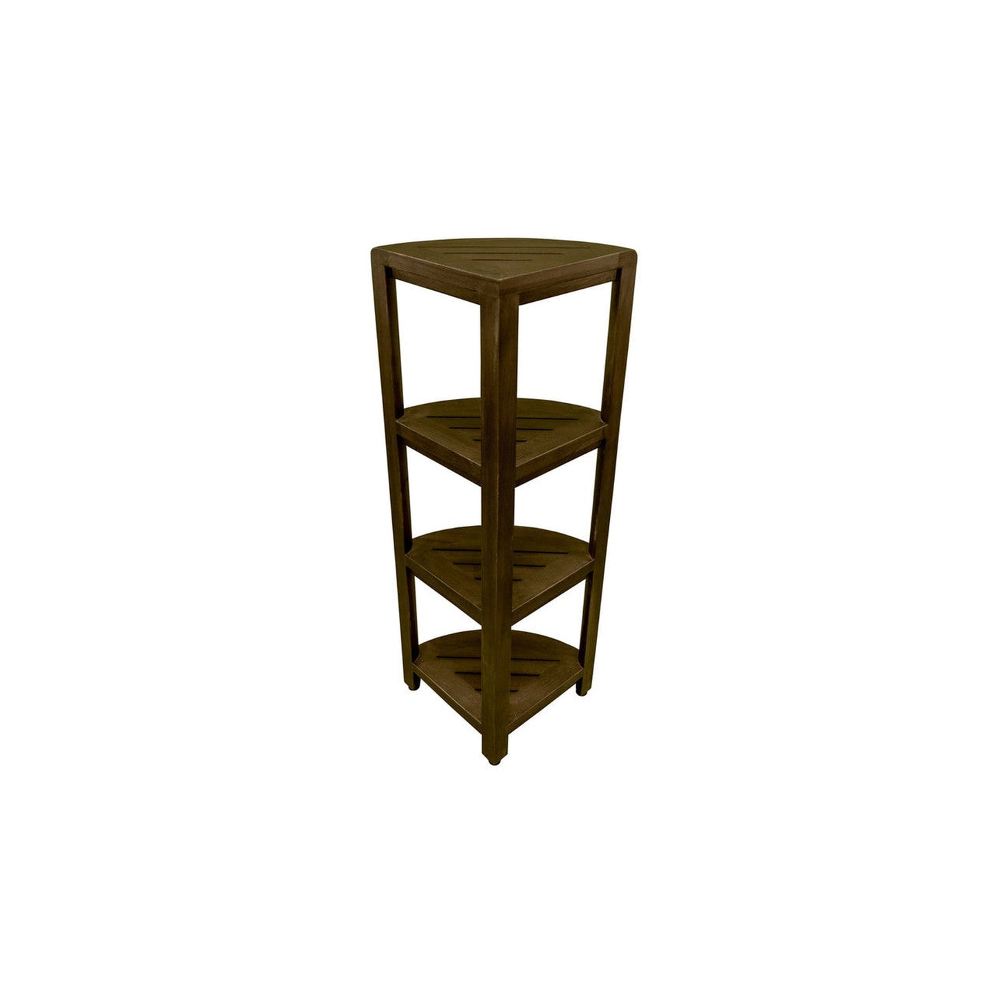 DecoTeak SnazzyCorner 38" Woodland Brown Solid Teak Wood 4-Tier Corner Shelf