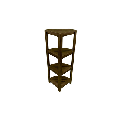 DecoTeak SnazzyCorner 38" Woodland Brown Solid Teak Wood 4-Tier Corner Shelf