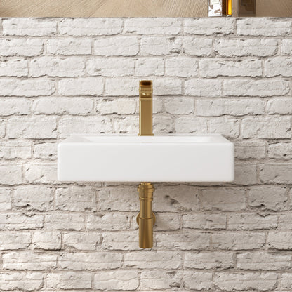 DeerValley 12" Rectangular White Space-Saving Wall-Mounted Bathroom Sink With Single Hole Faucet
