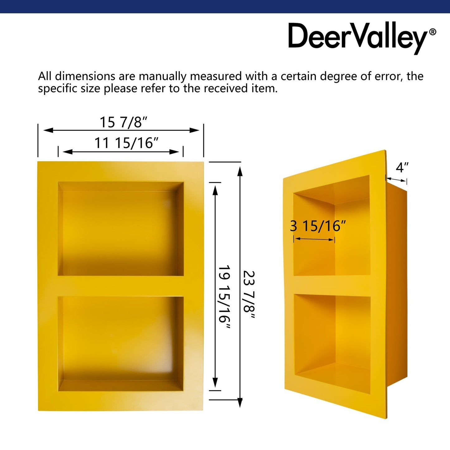 DeerValley 16" x 24" 2-Layer Rectangular Space-Saving Stainless Steel Shower Niche