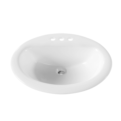 DeerValley 17" Round White Drop-in Bathroom Sink With Overflow Hole