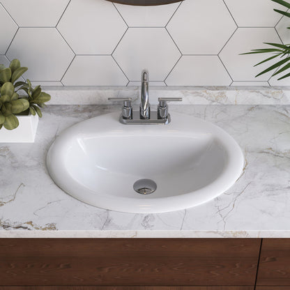 DeerValley 17" Round White Drop-in Bathroom Sink With Overflow Hole