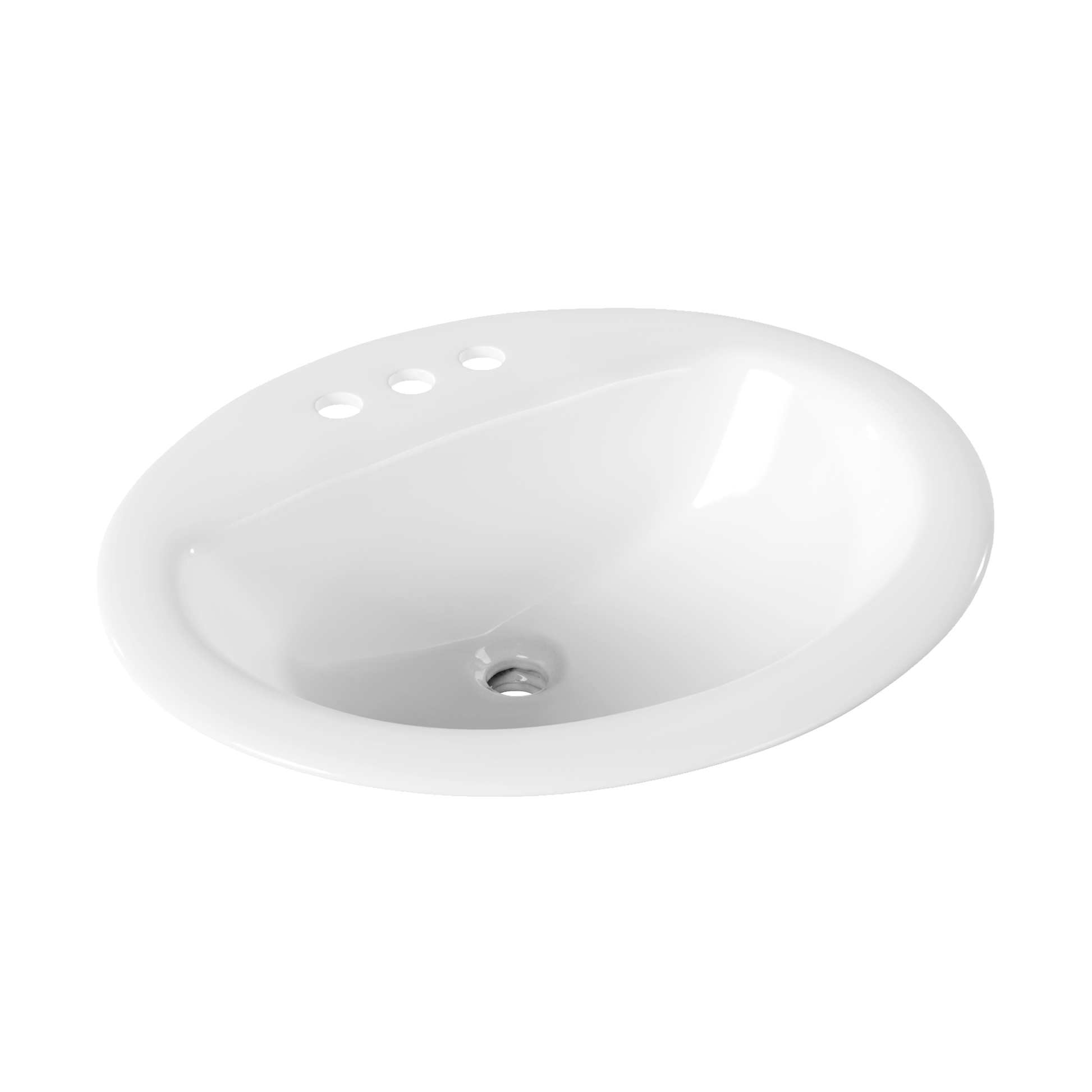 DeerValley 17" Round White Drop-in Bathroom Sink With Overflow Hole