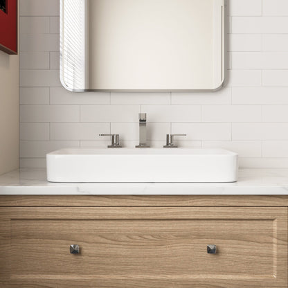 DeerValley 19" Rectangular White Drop-in Bathroom Sink With Overflow Hole