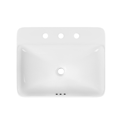 DeerValley 19" Rectangular White Drop-in Bathroom Sink With Overflow Hole