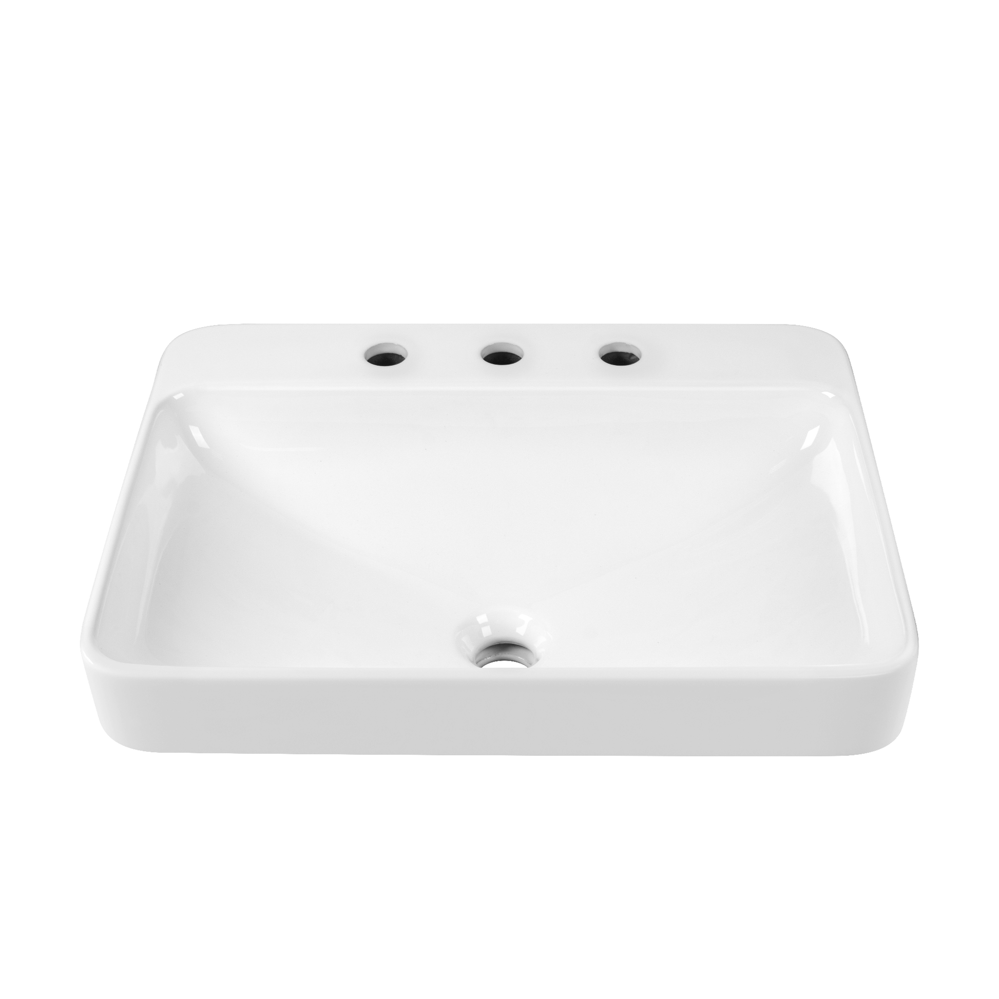 DeerValley 19" Rectangular White Drop-in Bathroom Sink With Overflow Hole