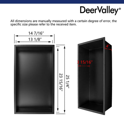DeerValley 25" x 14" 1-Layer Rectangular Space-Saving Stainless Steel Shower Niche