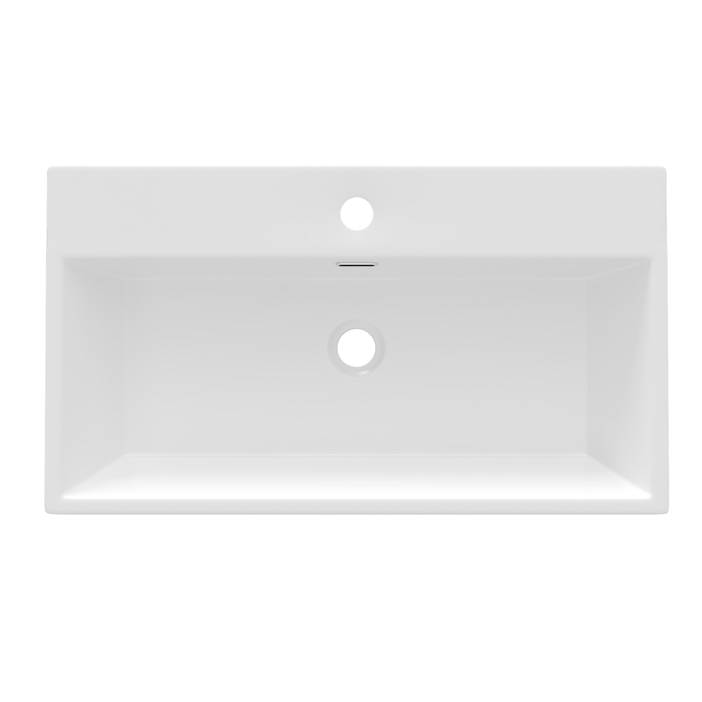 DeerValley 30" Rectangular White Ceramic Console Bathroom Sink With Black Legs and Single Faucet Hole