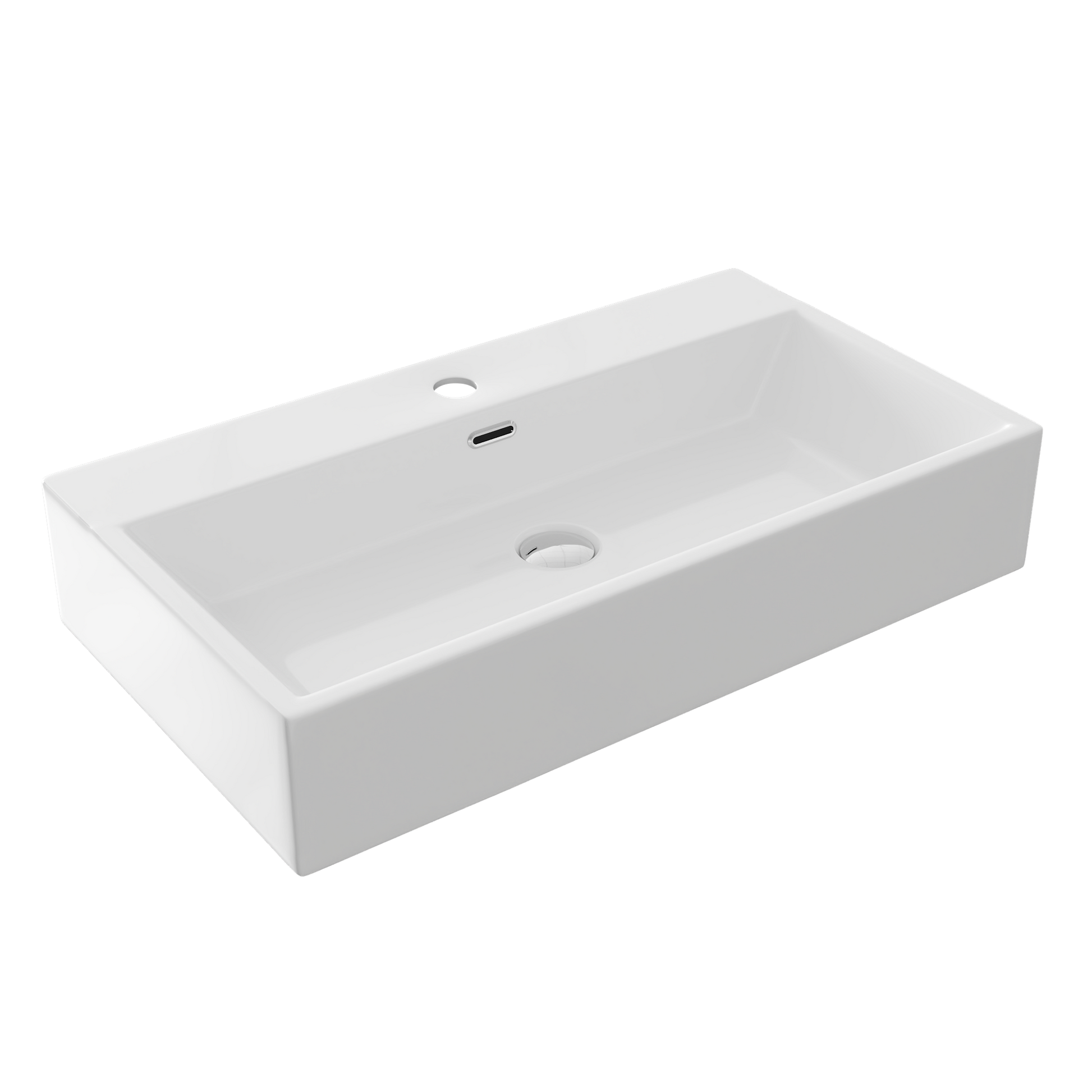 DeerValley 30" Rectangular White Ceramic Console Bathroom Sink With Silver Legs and Single Faucet Hole