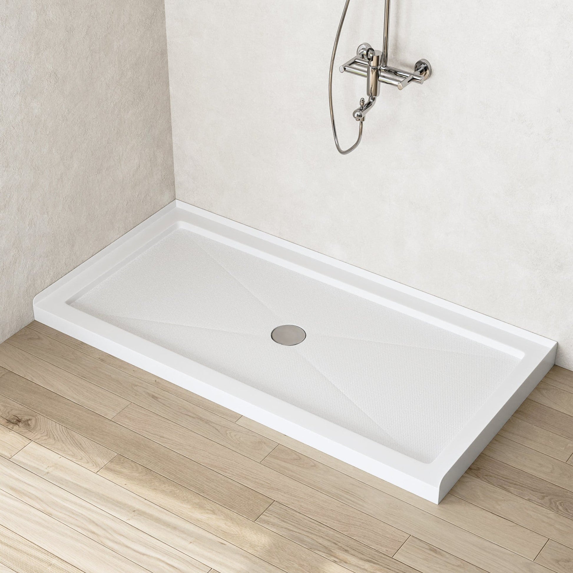 DeerValley 60" x 30" Rectangular White Non-slip Design Shower Base