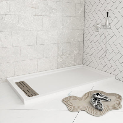 DeerValley 60" x 32" Rectangular White Stain Resistant Shower Base With Left Drain