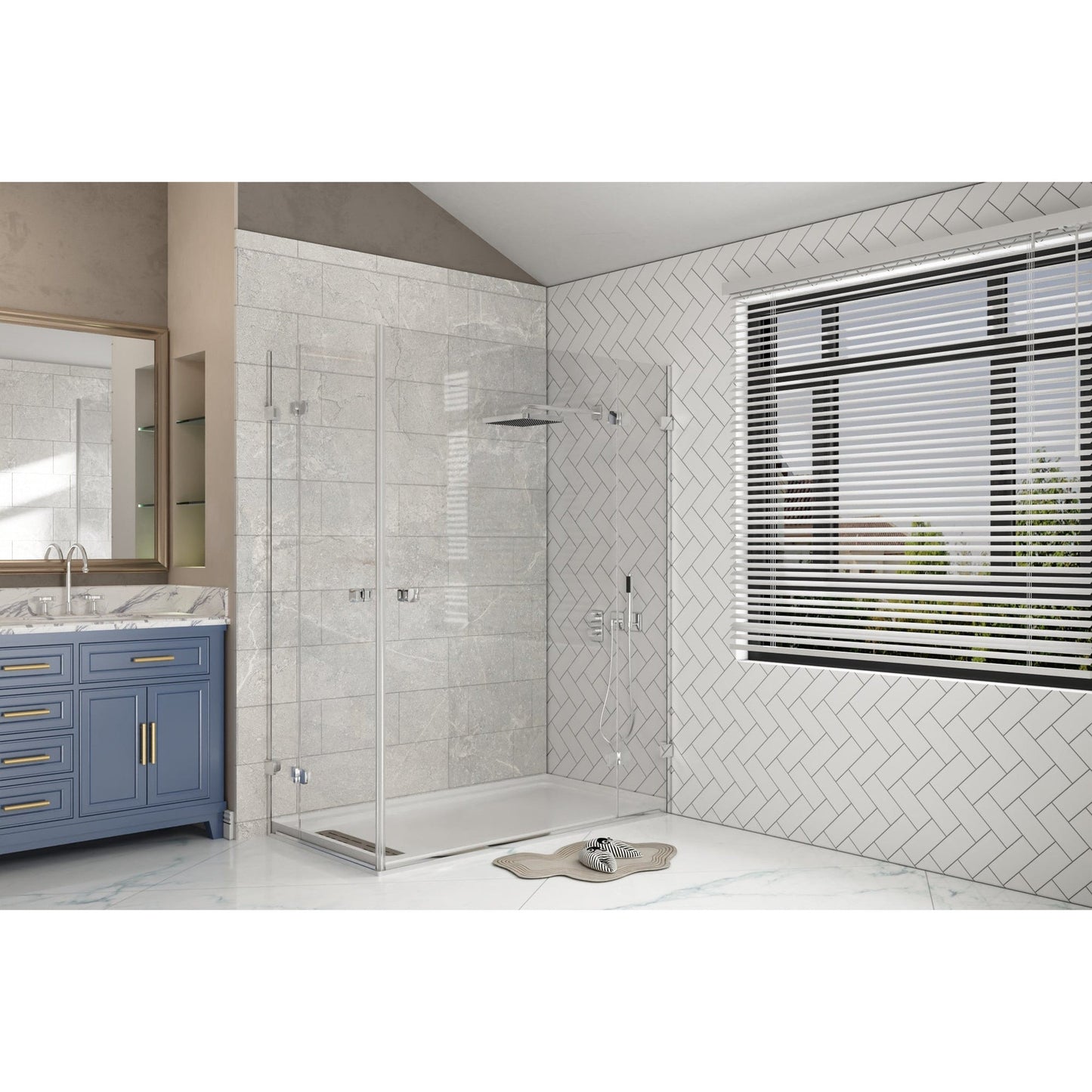 DeerValley 60" x 32" Rectangular White Stain Resistant Shower Base With Left Drain
