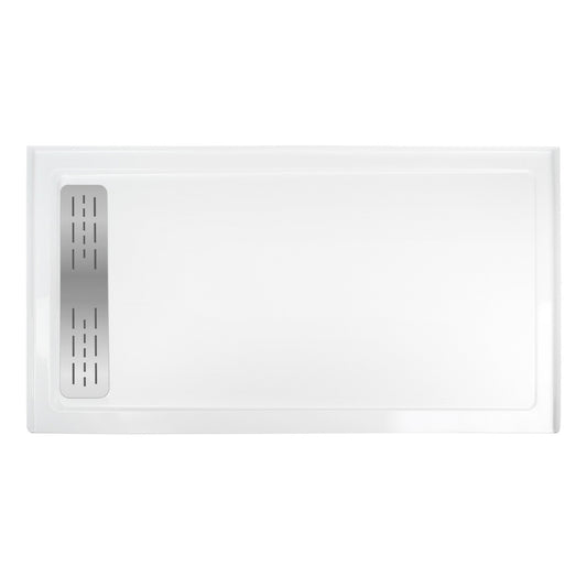 DeerValley 60" x 32" Rectangular White Stain Resistant Shower Base With Right Drain