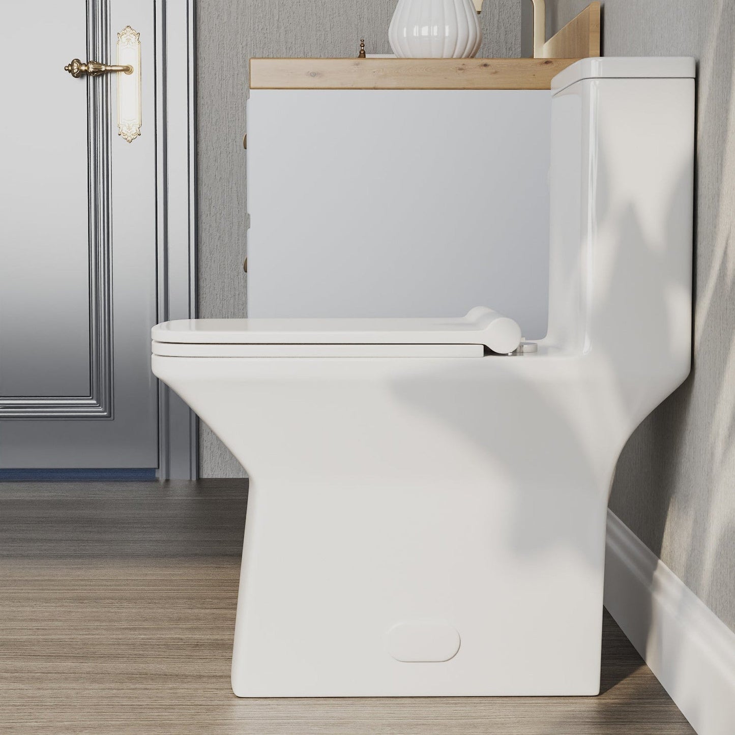 DeerValley Ace 30" Dual-Flush Rectangular White One-Piece Toilet With Soft Closing Seat