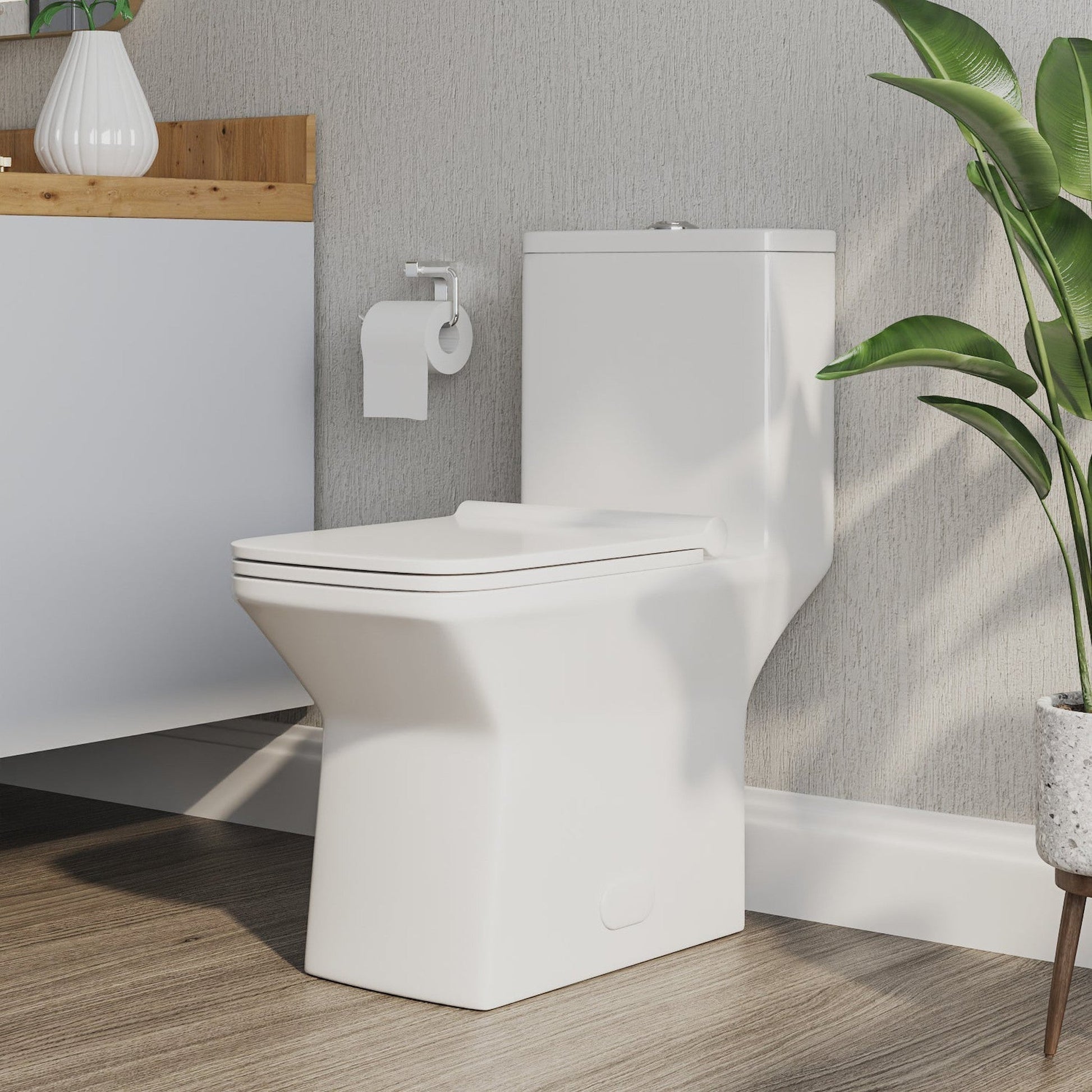 DeerValley Ace 30" Dual-Flush Rectangular White One-Piece Toilet With Soft Closing Seat