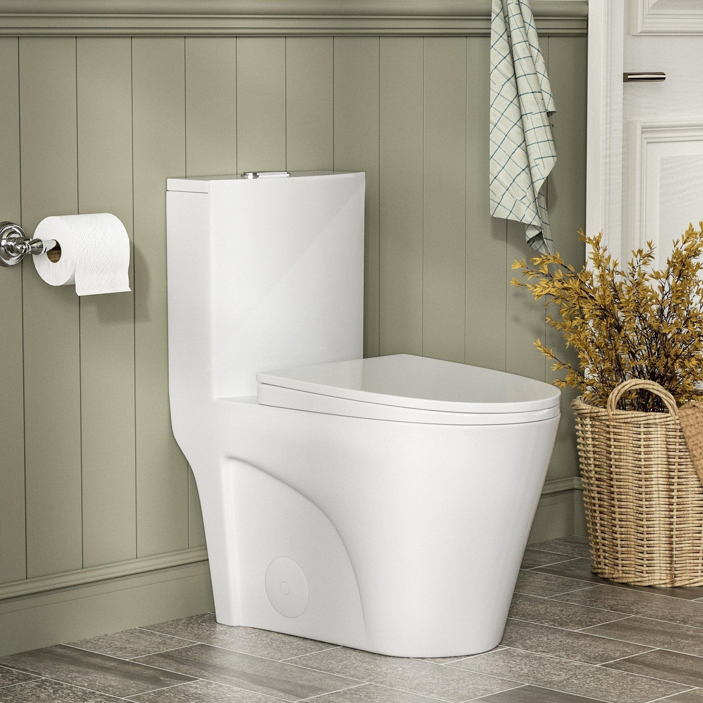 DeerValley Ace 31" Dual-Flush Elongated White One-Piece Toilet With Soft Closing Seat