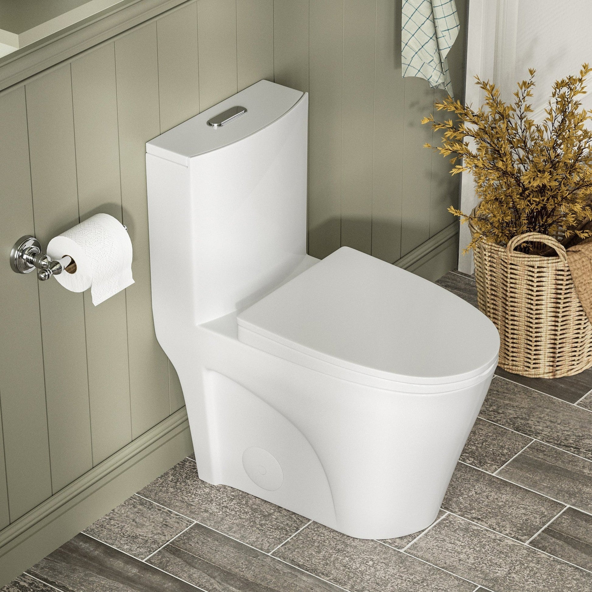 DeerValley Ace 31" Dual-Flush Elongated White One-Piece Toilet With Soft Closing Seat