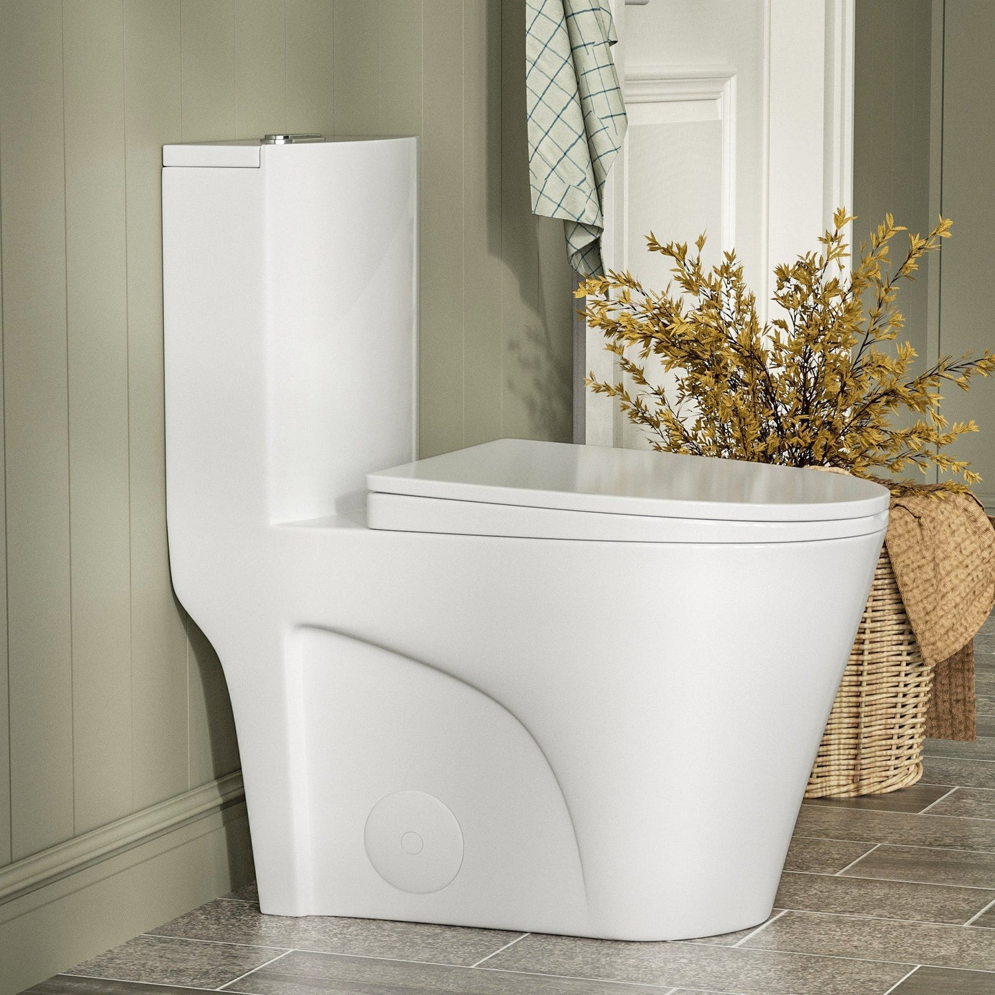 DeerValley Ace 31" Dual-Flush Elongated White One-Piece Toilet With Soft Closing Seat