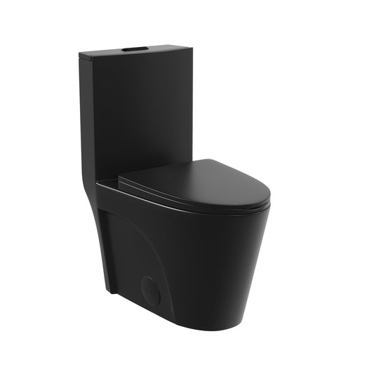 DeerValley Ace DV-1F0027 1.6 GPF Dual-Flush Elongated Black One-Piece Toilet