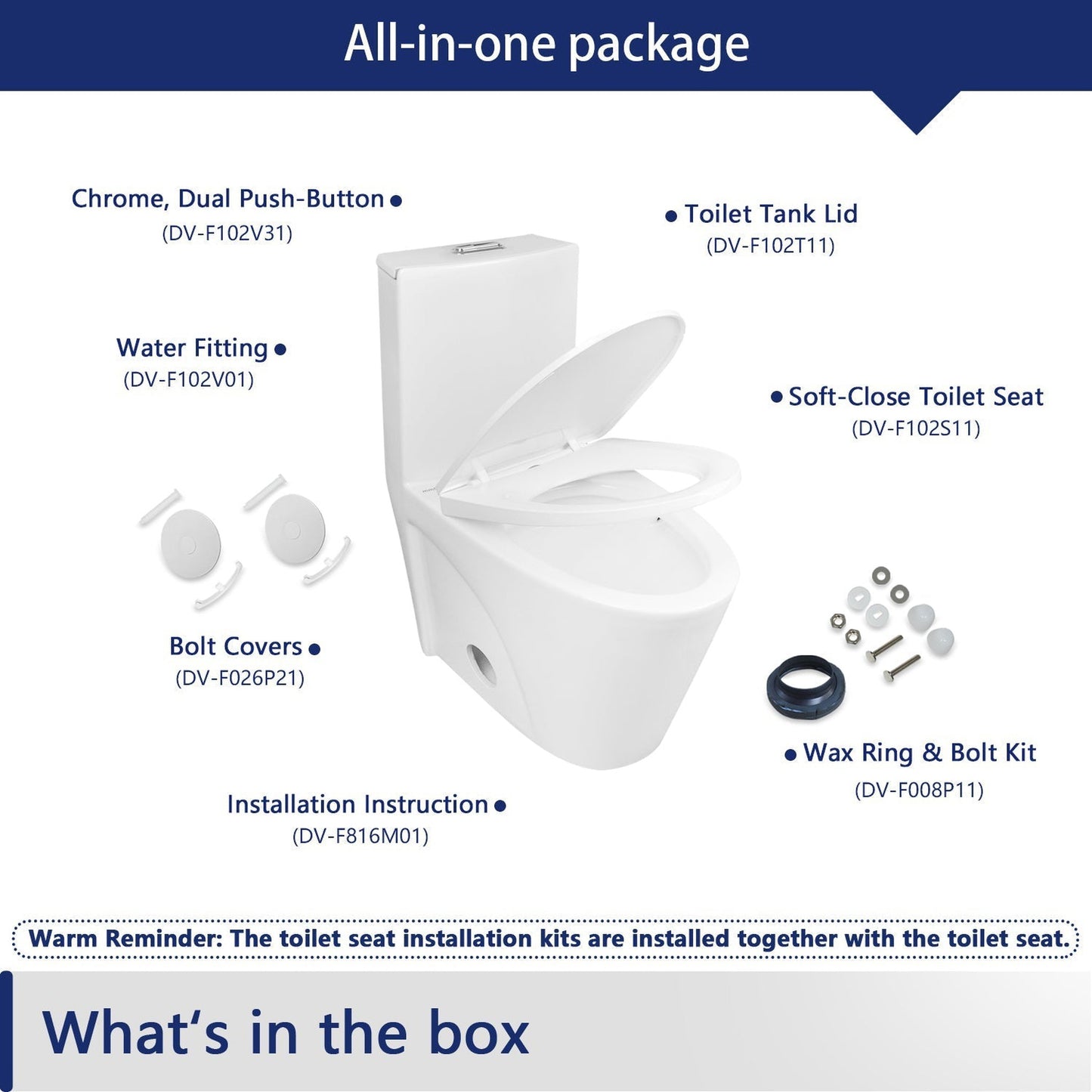 DeerValley Ace DV-1F52102 1.6 GPF Dual-Flush Elongated White One-Piece Toilet