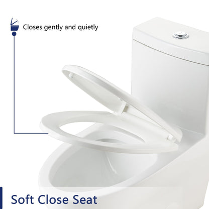 DeerValley Ally 14" x 28" 12" Rough-in Dual-Flush Elongated White Ceramic One-Piece Toilet With Silver Flush Button