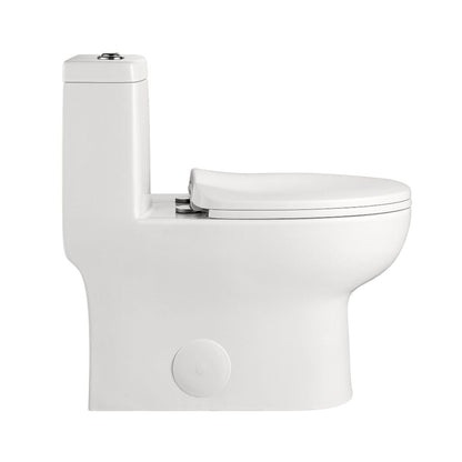 DeerValley Ally 14" x 28" 12" Rough-in Dual-Flush Elongated White Ceramic One-Piece Toilet With Silver Flush Button