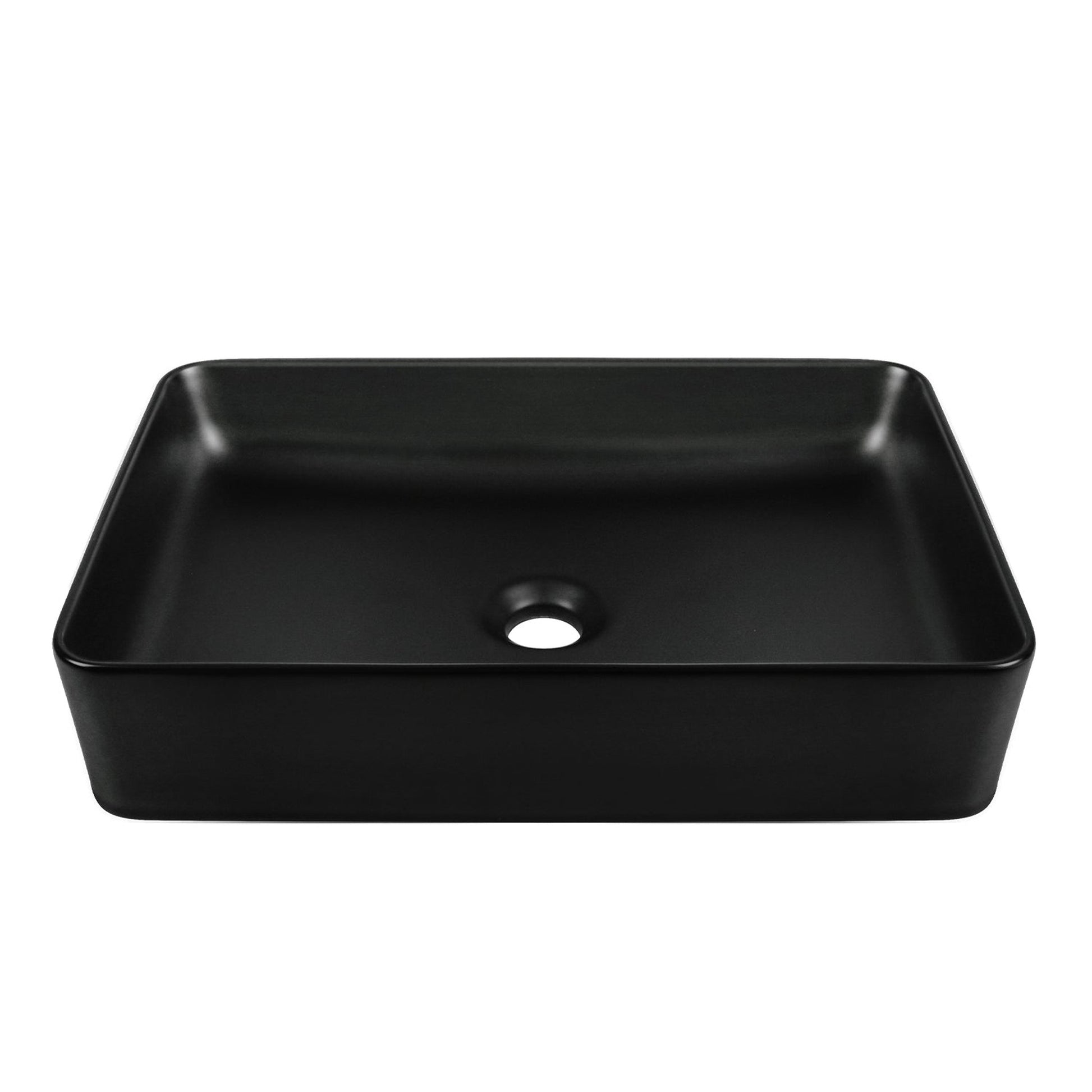 DeerValley Ally 16" Single Rectangular Black Ceramic Sleek Vessel Bathroom Sink