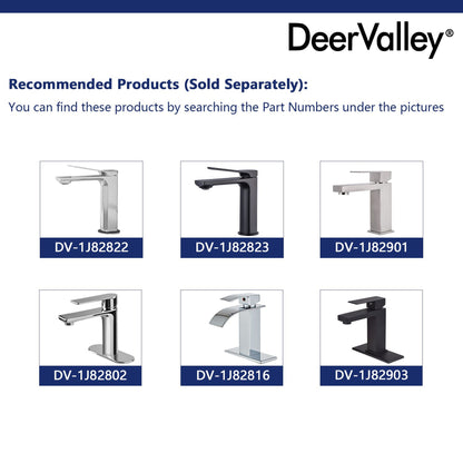 DeerValley Ally 20" x 17" U-Shape White Pedestal Bathroom Sink With Single Faucet Holes and Overflow Hole