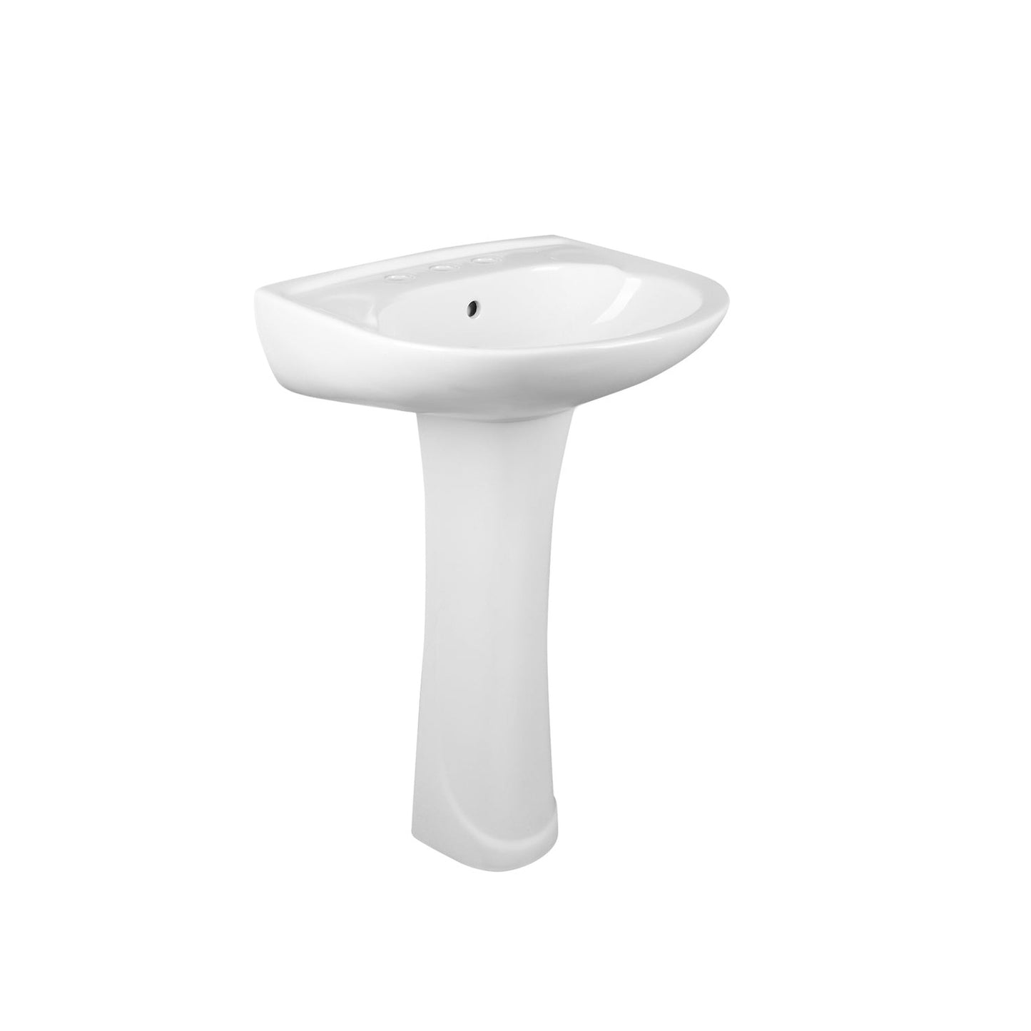 DeerValley Ally 20" x 17" U-Shape White Pedestal Bathroom Sink With Single Faucet Holes and Overflow Hole