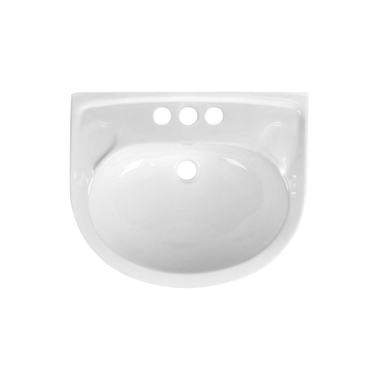 DeerValley Ally 20" x 17" U-Shape White Pedestal Bathroom Sink With Single Faucet Holes and Overflow Hole