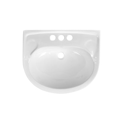 DeerValley Ally 20" x 17" U-Shape White Pedestal Bathroom Sink With Single Faucet Holes and Overflow Hole