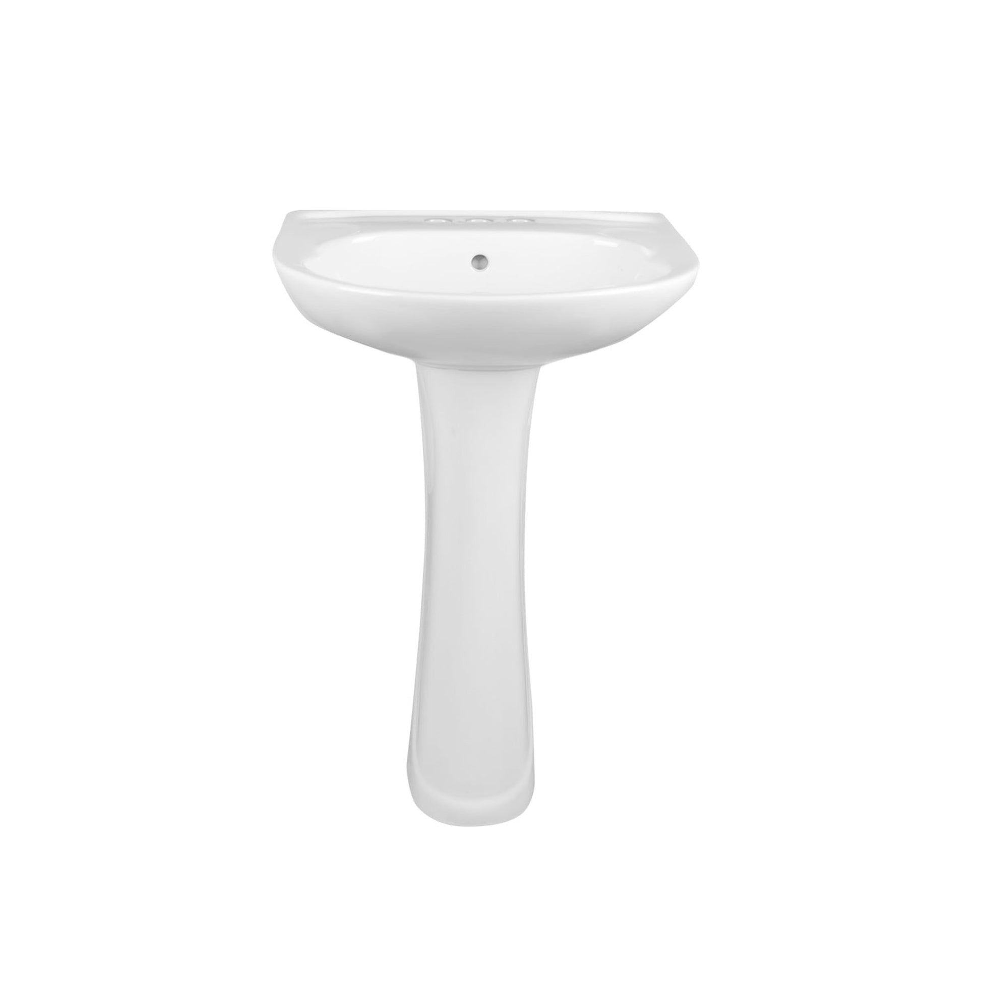 DeerValley Ally 20" x 17" U-Shape White Pedestal Bathroom Sink With Single Faucet Holes and Overflow Hole