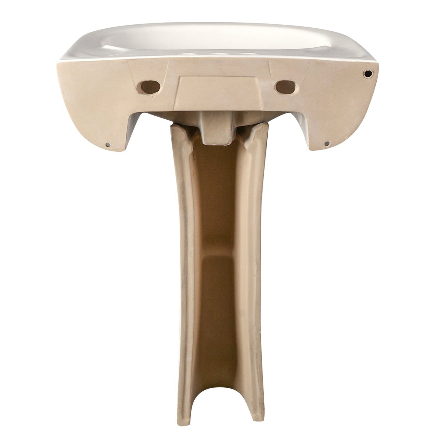 DeerValley Ally 20" x 17" U-Shape White Pedestal Bathroom Sink With Single Faucet Holes and Overflow Hole