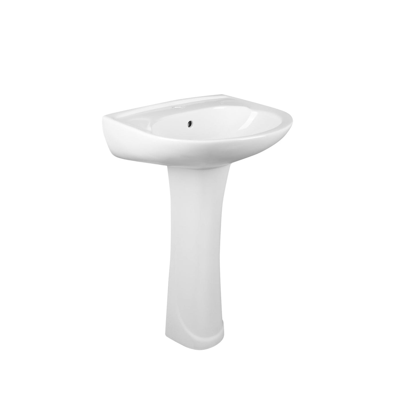 DeerValley Ally 20" x 17" U-Shape White Pedestal Bathroom Sink With Single Faucet Holes and Overflow Hole