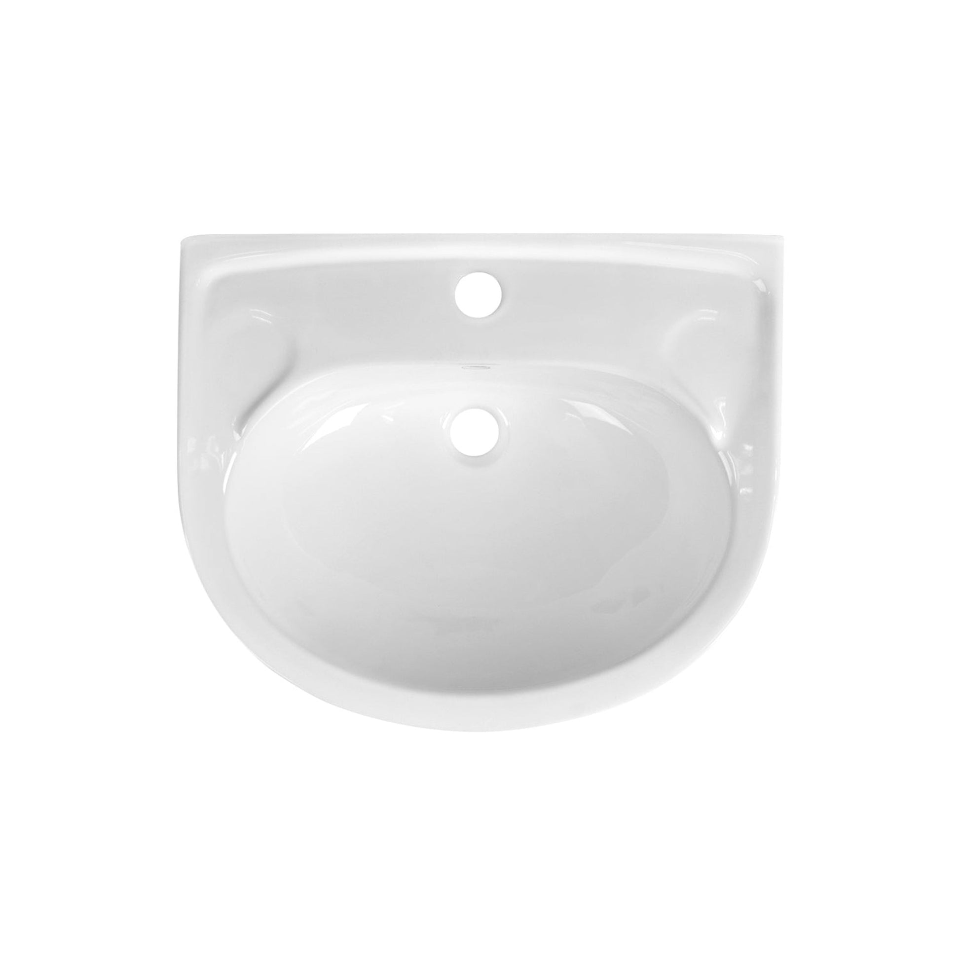 DeerValley Ally 20" x 17" U-Shape White Pedestal Bathroom Sink With Single Faucet Holes and Overflow Hole