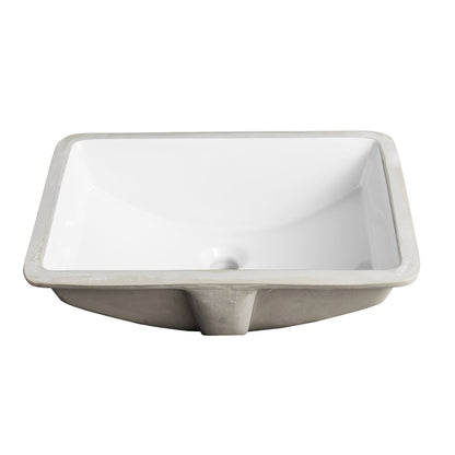 DeerValley Ally 21" x 15" Rectangular White Undermount Bathroom Sink With Overflow Hole