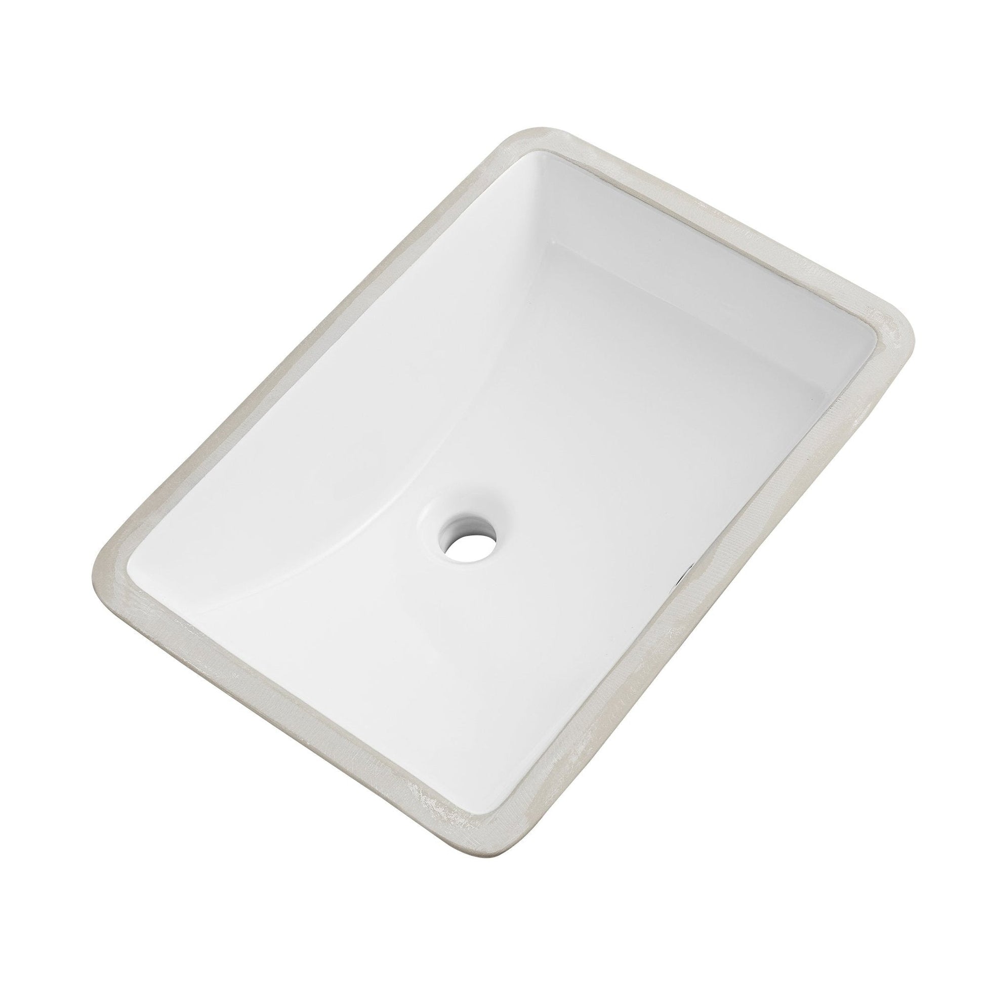 DeerValley Ally 21" x 15" Rectangular White Undermount Bathroom Sink With Overflow Hole