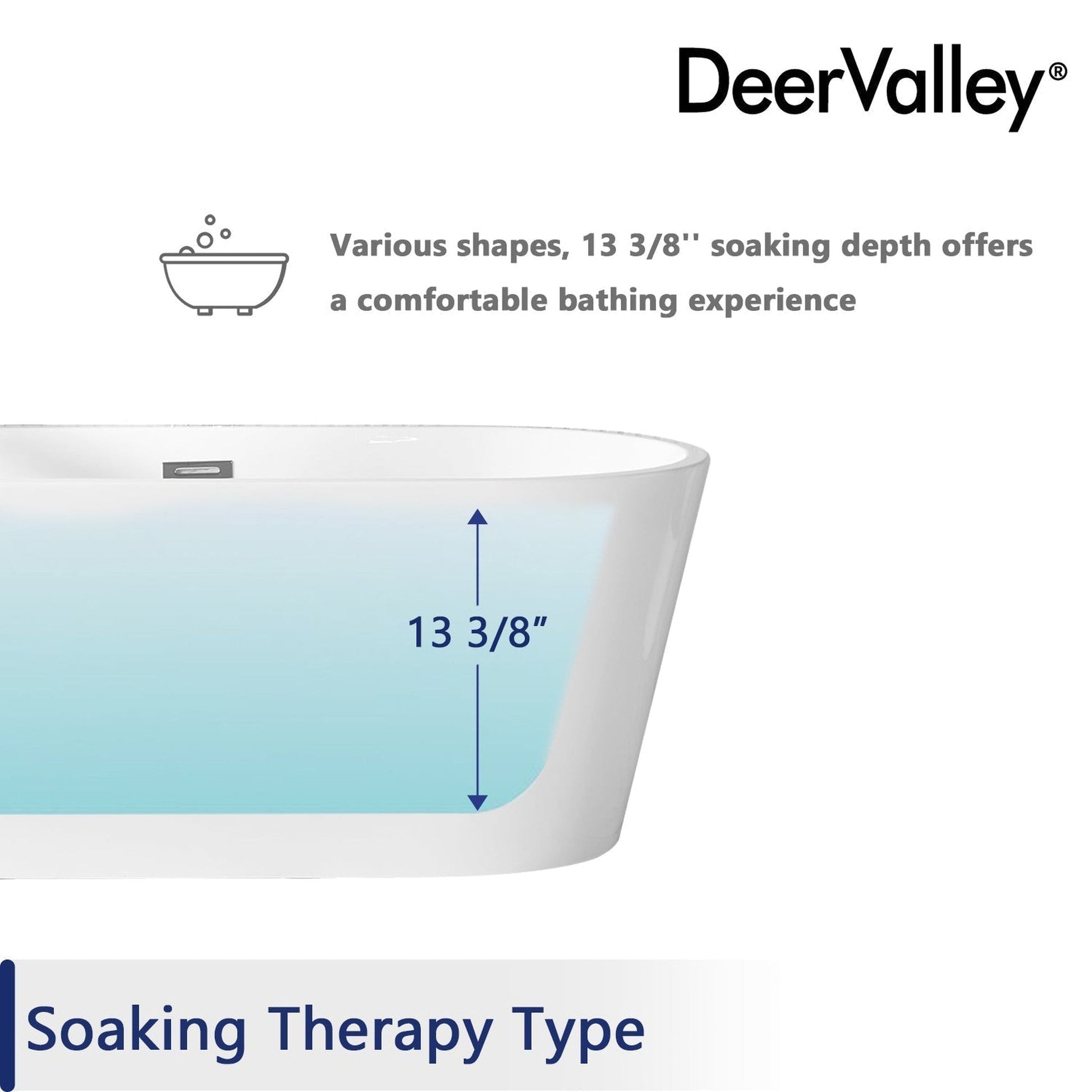 DeerValley Ally 67" x 32" Oval White Freestanding Acrylic Bathtub