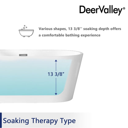 DeerValley Ally 67" x 32" Oval White Freestanding Acrylic Bathtub