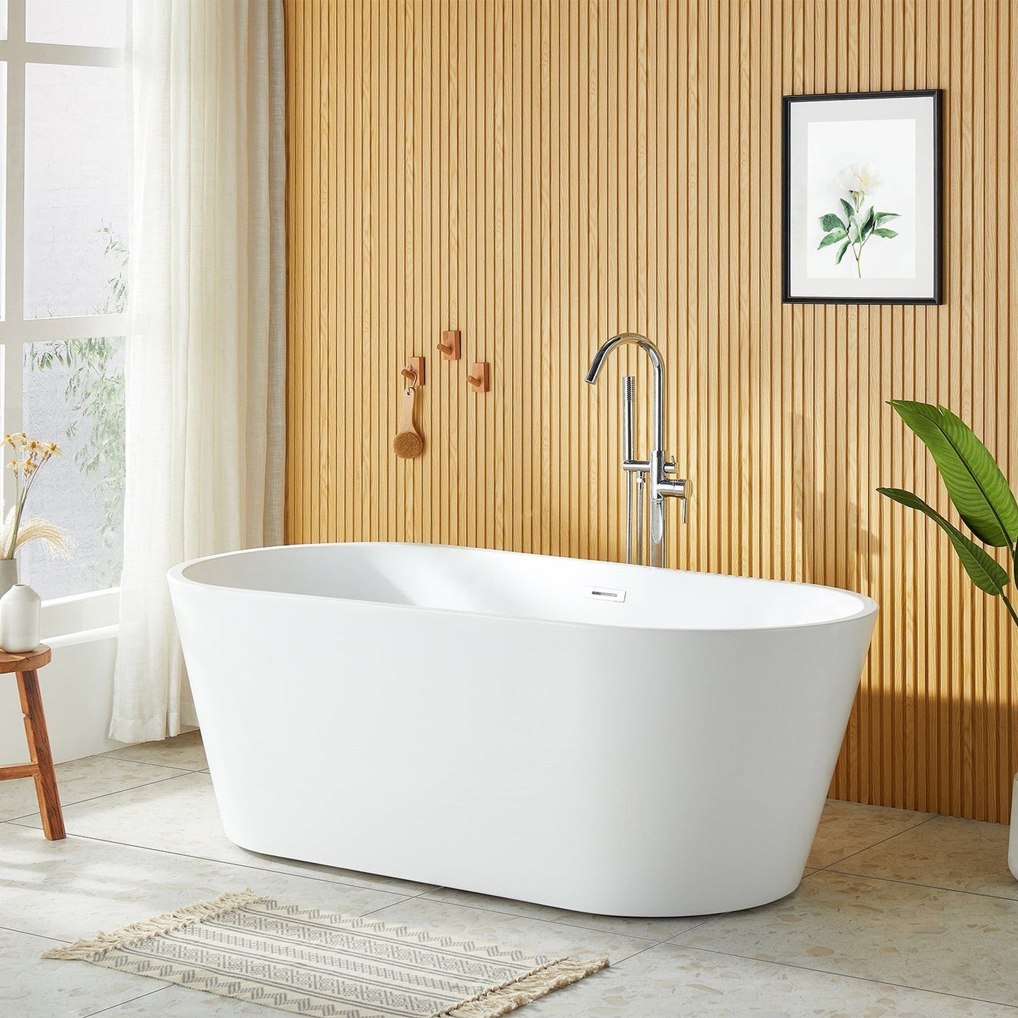 DeerValley Ally 67" x 32" Oval White Freestanding Acrylic Bathtub