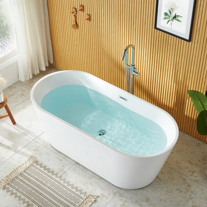 DeerValley Ally 67" x 32" Oval White Freestanding Acrylic Bathtub